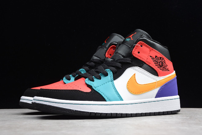 Air Jordan 1 Mid Multi-Color White Red Multi-Colore Shoes